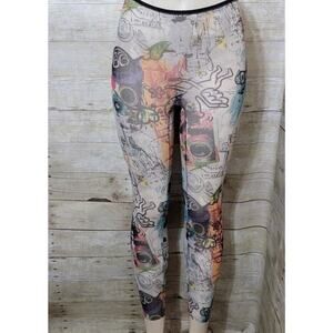 Artsy Leggings Mesh Cat Small Women Street wear Hip Hop Paint Graffiti Costume